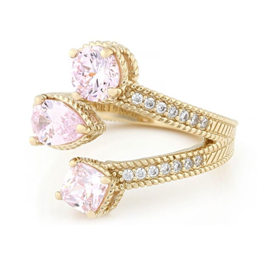 Judith Ripka 4.30CTW Pink Bella Luce 14K Gold Clad Haute Ring Size 7 - Picture 5 of 6